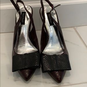 WHBM Burgundy Croc Sling Back Heels